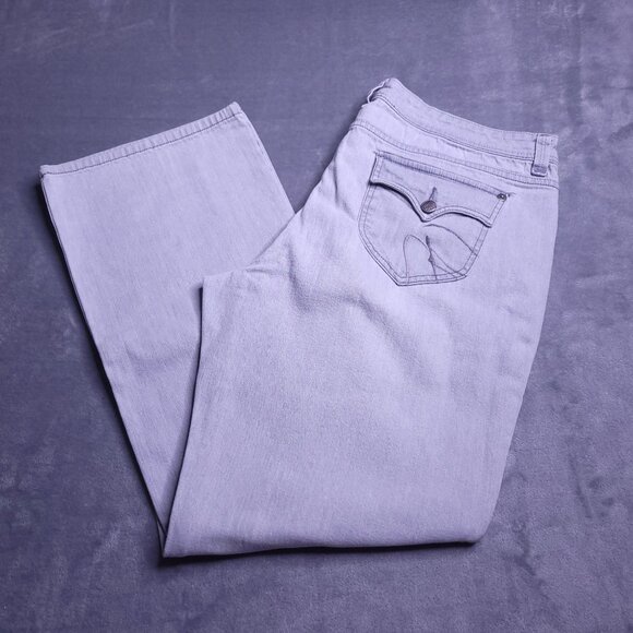 Gloria Vanderbilt Isadora Bootcut Jeans 16 Light Gray Flap Pockets Stretch - Picture 1 of 9
